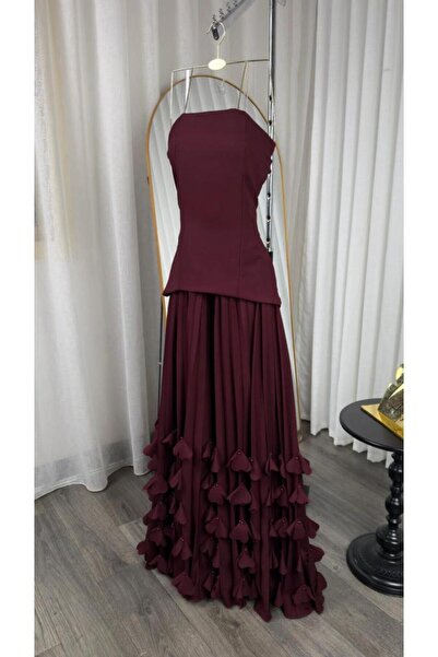 BASMA FASHION فستان سهرة برغندي