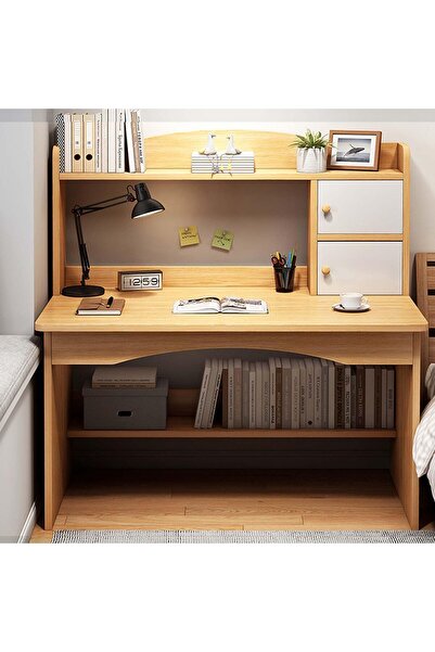 GGEROU Home office desk with storage shelves and 2 drawers; modern gaming com...
