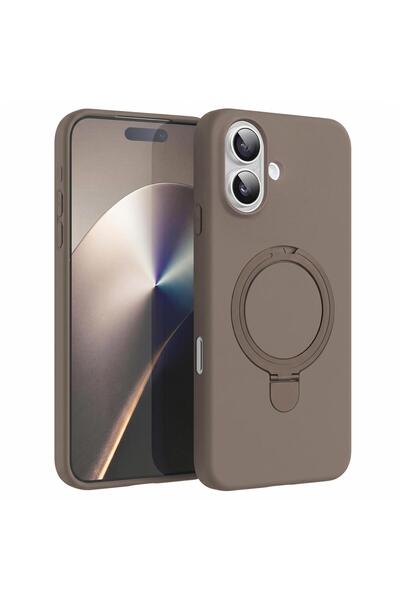 Microsonic Apple iPhone 16 Plus Compatible Case Aura Stand Magsafe Brown