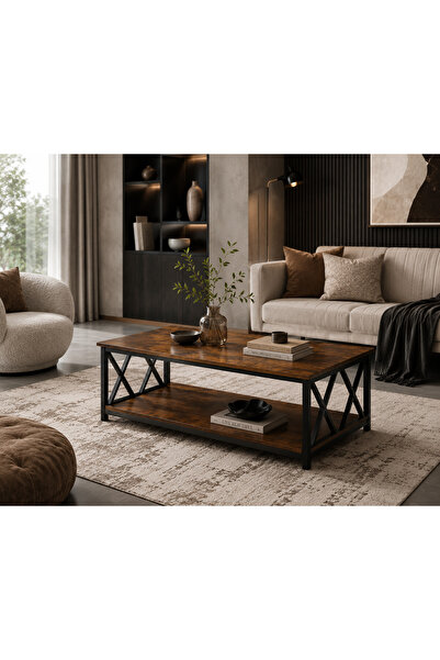 N.zone طاولة قهوة مودرن بتصميم صناعي فاخر بقياس 120×60 سم وارتفاع 44 سم — مزي...