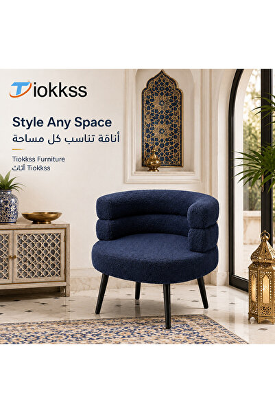 Tiokkss European Style Bouclé Accent Chair – Premium Cozy Lounge Seat for Liv...