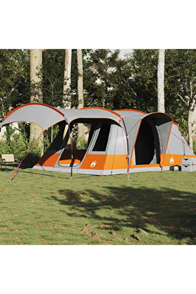 vidaxl Cort de camping tunel 5 persoane, gri/portocaliu, impermeabil