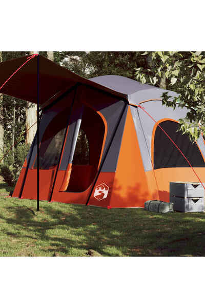 vidaxl Cabina cort de camping 5 persoane gri si portocaliu impermeabil