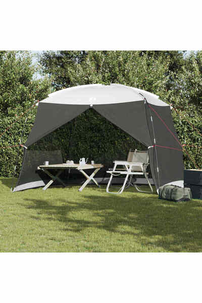 vidaxl Cort cu plasă de pescuit cu acoperiș gri 320 x 320 x 218 cm