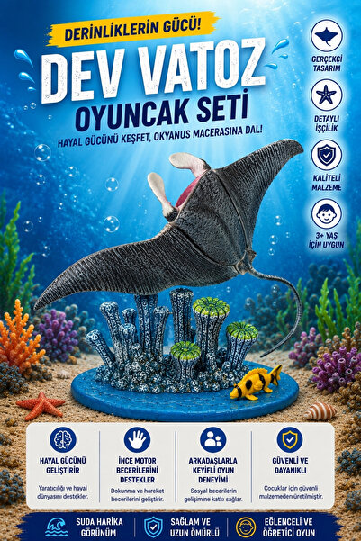 Toyaş Vatoz Oyuncak Seti Hareketli Deniz Canlısı Figürü Gerçekçi Tasarım