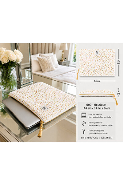 MAKE BAG BEYAZ YILDIZ DESENLİ PORTFÖY-LAPTOP ÇANTASI