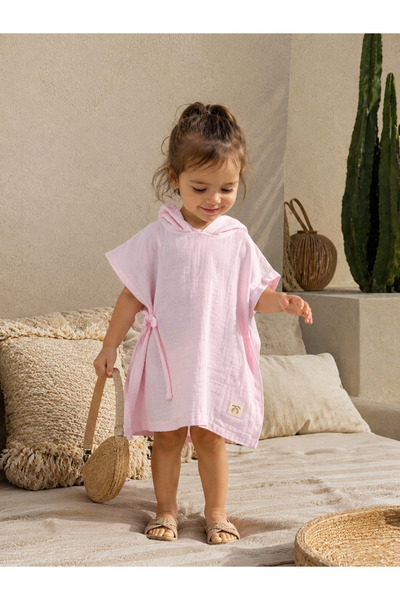 BeygeBaby %100 Pamuk Çift Katlı Müslin Kumaştan Bebek Panço