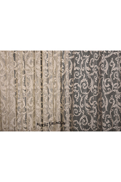 AKÇA TEKSTİL Sultan 2 Model Cream Color Plain Single Wing Background Curtain ...