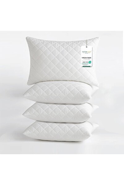 COTTON HOME Majestic Quilted Pillow 50 x 75 cm, Pack of 4, Hotel Luxury Sleep...