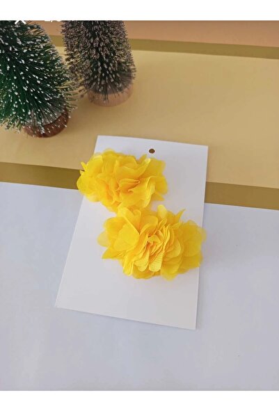 Esram Butik Kız Çocuk Sarı Çiçekli Toka 2 li - Frida Klipsli Çiçek Tokası