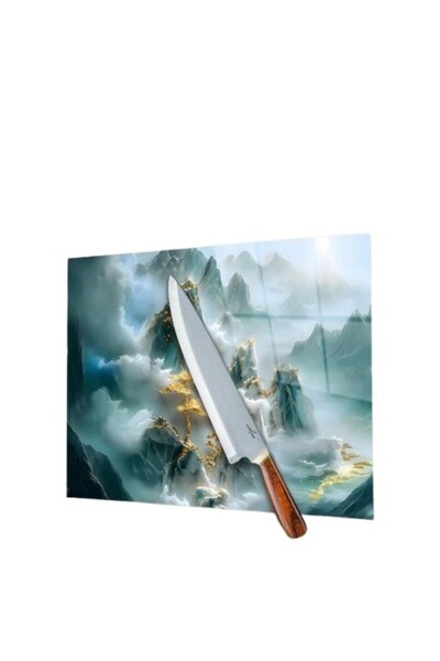 BAYÇAĞRI Glass cutting board landscape mountain, chopping board, presentation...