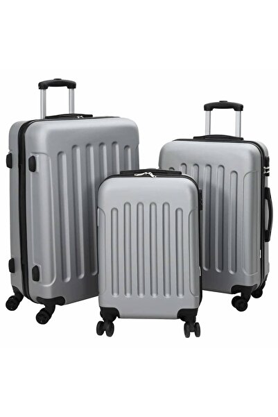 vidaxl Valiză cu blocare 3 pcs Argintiu 50 x 31 x 78 cm Plastic ABS