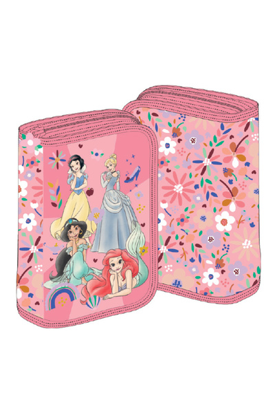 PIGNA UNEQUIPPED PENCIL CASE 1 ZIPPER 2 EXTENSIONS PRINCESS PASTEL PINK