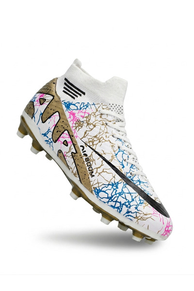 Elit Air Laliga 4444 Men's Crampon Football Shoes with White Semi-Professiona...