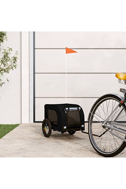 vidaxl Remorcă bicicletă animale companie, negru, textil oxford/fier