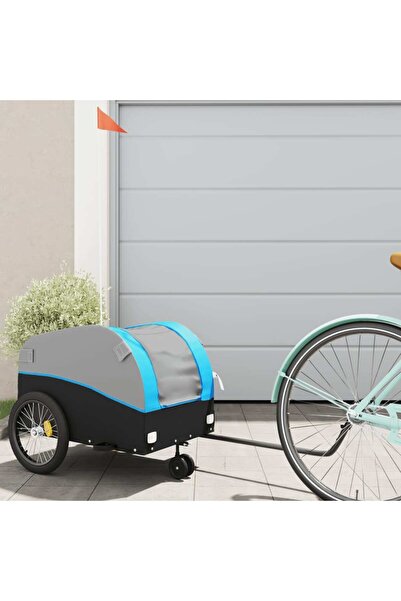 vidaxl Remorcă pentru biciclete, negru și albastru, 30 kg, fier