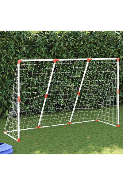 vidaxl Poartă de fotbal pentru copii cu mingi 2-în-1 alb 184x64x124 cm
