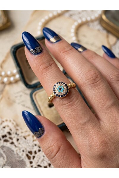 EKİDORA Lucky Eye Royal Breeze Evil Eye Ring Vintage Adjustable Women's Ring