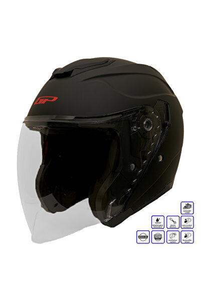 GP KOMPOZİT MKS009-MB Şeffaf Vizörlü Motosiklet Yarım Kask
