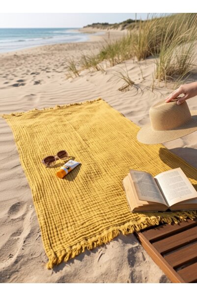 DNRYSL 4 Layers 100% Cotton Muslin Quick Drying Large Beach Towel, 100X200 Cm.