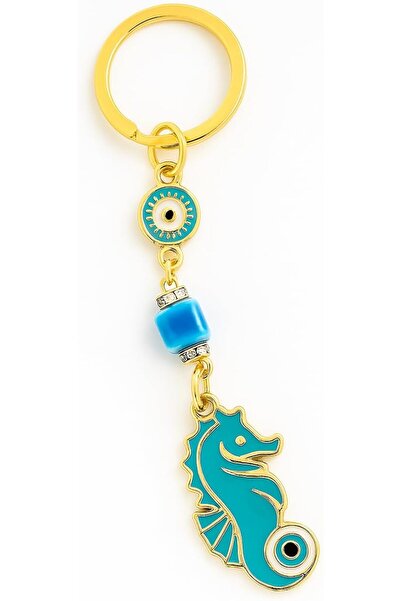 Yıldızan Simagift Sea Horse and Evil Eye Beaded Keychain Blue Color 1089604