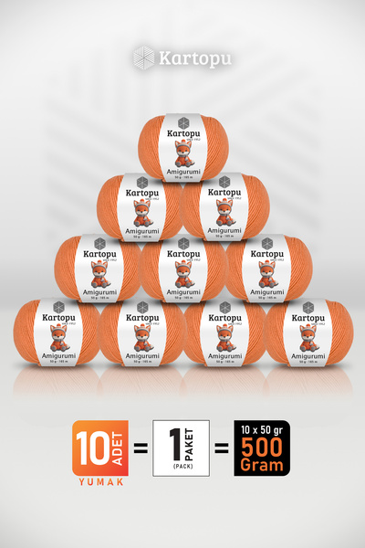 Kartopu Amigurumi - Orange (K201) - Pack of 10 - 50Gr/165M - Toy Punch - Baby...