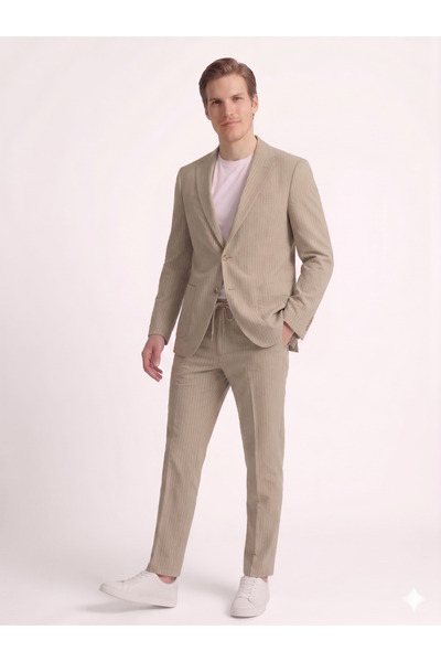 MODMEN İtalyan Kesim Slimfit Erkek Takım Elbise Çizgili