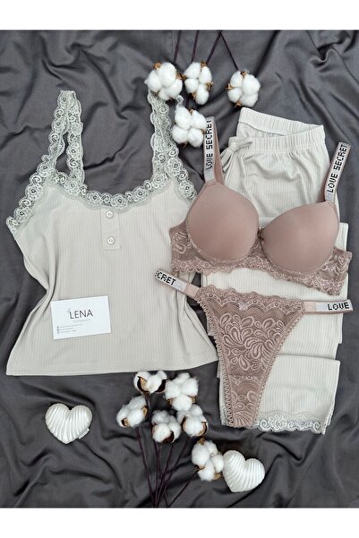 Lena Homewears Women's Underwear and Lingerie Suspender C Cropped Pajama Set