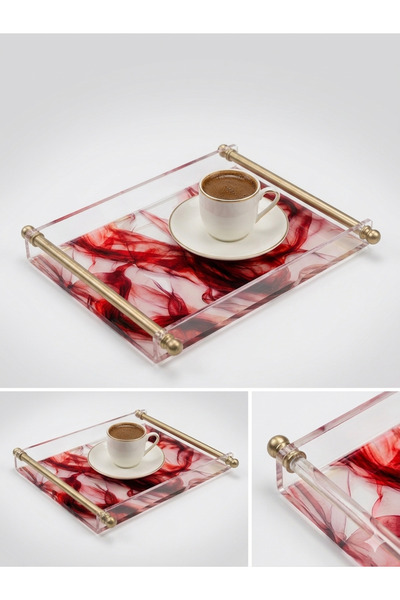 Home Özel Tasarım Vişne Dalgası 2 Kişilik Sunumluk Pleksi Tepsi