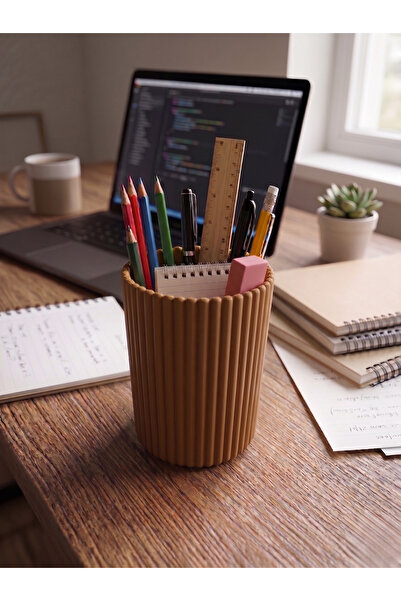 craftopya Decorative Striped Pen Holder and Makeup Brush Holder Desktop Organ...