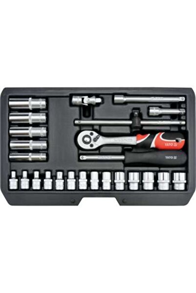 yato Trusă Tubulare+Antrenor, 25 Buc, 1/4''