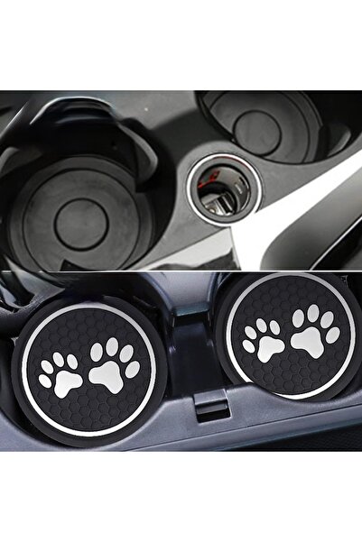 Home Silicone Cup Coaster Set of 2 In-Car Cup Coaster Accessory with Paw Logo...