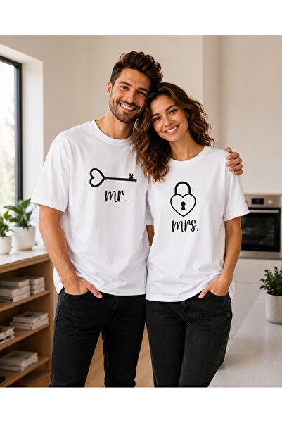 VODEXA Tricou oversize unisex MR MRS imprimat, 100% bumbac, croială confortab...