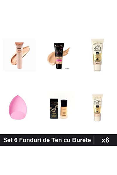 Eveline Set 6 Fond de Ten Cosmetics, Ruby Rose, TLM Serum SPF 15, Nuante Beig...