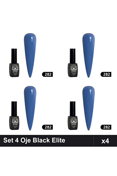 global fashion Set 4 Oje Semipermanente Black Elite 8ml, Manichiura UV/LED,
