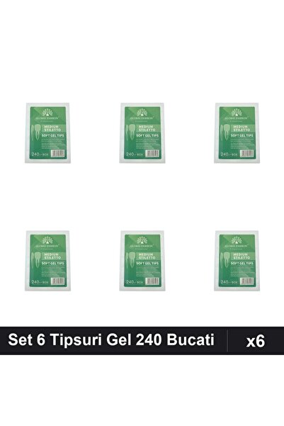 global fashion Set 6 Tipsuri Gel 240 Bucati, 12 Marimi, Forma Stiletto, Manic...