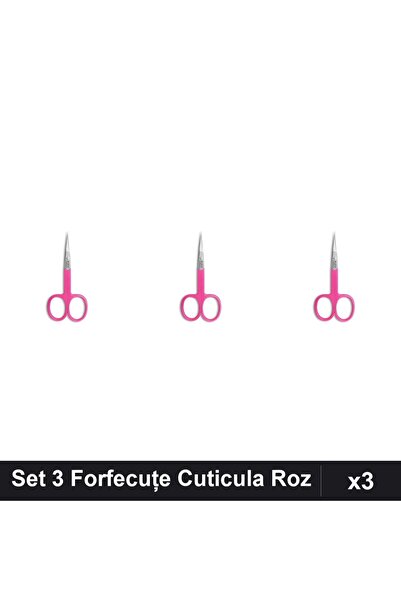 One Group Set 3 Forfecuțe Profesionale Cuticula Roz, Clești Unghiere, Manichiură