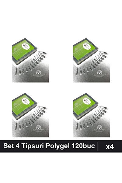 global fashion Set 4 Tipsuri Reutilizabile Polygel Edge 120buc, Extensii Ungh...