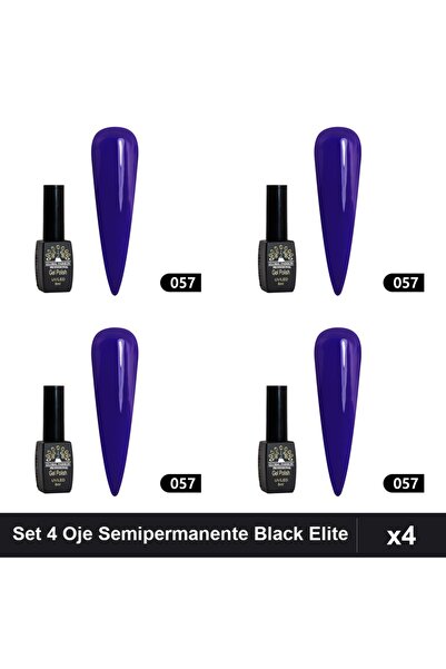 global fashion Set 4 Oje Semipermanente Black Elite 8ml, Manichiura UV/LED Pr...