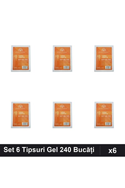 global fashion Set 6 Tipsuri Gel 240 Bucăți, 12 Mărimi, Formă Pătrat Înguștat...