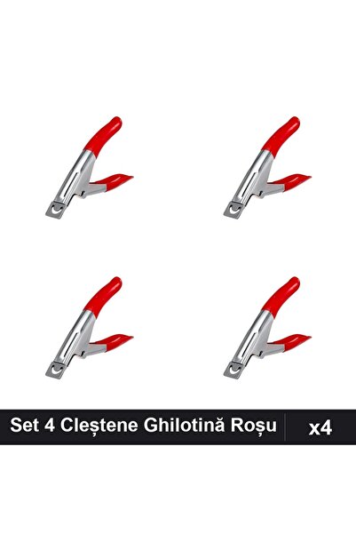 NAİLS Set 4 Cleștene Unghii Tip Ghilotină pentru Tipsuri, Roșu, Manichiură Pr...