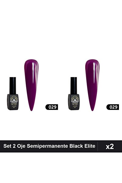 global fashion Set 2 Oje Semipermanente Black Elite 8ml, Manichiura UV/LED,