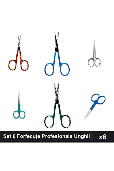 One Group Set 6 Forfecuțe Profesionale Unghii și Cuticule, One Group, Negru T...