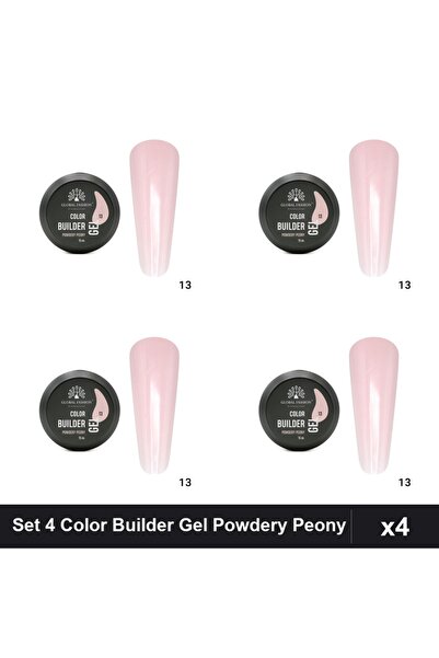 global fashion Set 4 Color Builder Gel UV 15g Global Fashion, Powdery Peony N...