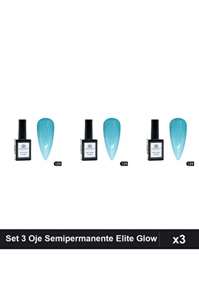 global fashion Set 3 Oje Semipermanente Elite Glow 15ml, Gel Polish UV/LED