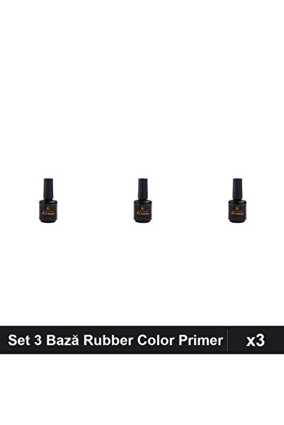 FSM Set 3 Bază Rubber Color cu Primer 15ml, Manichiură UV/LED Profesională