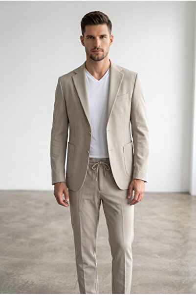 AtlasGiyim Men's Slimfit Suit with Pocketed Jogger Pants