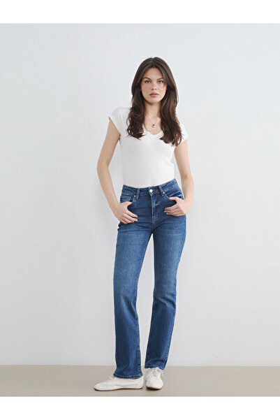 LC Waikiki Nevavm Normal Waist Straight Fit Women's Jean Trousers with Differ...