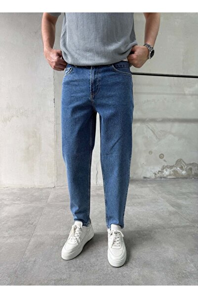 DIFRANSEL JEANS جينز بوي فريند مريح ذو قصة عصرية باللون الأزرق الداكن