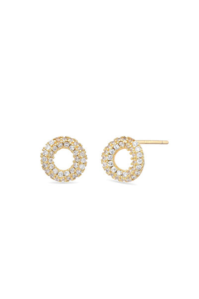 Lisa&Co. Cercei Argint Paved Donut Argint placat cu aur galben / Zircon / Alb